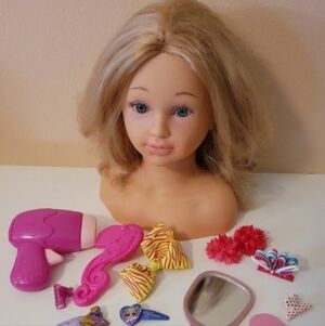 Hair Styling Doll Head By Theo Klein With Accessories